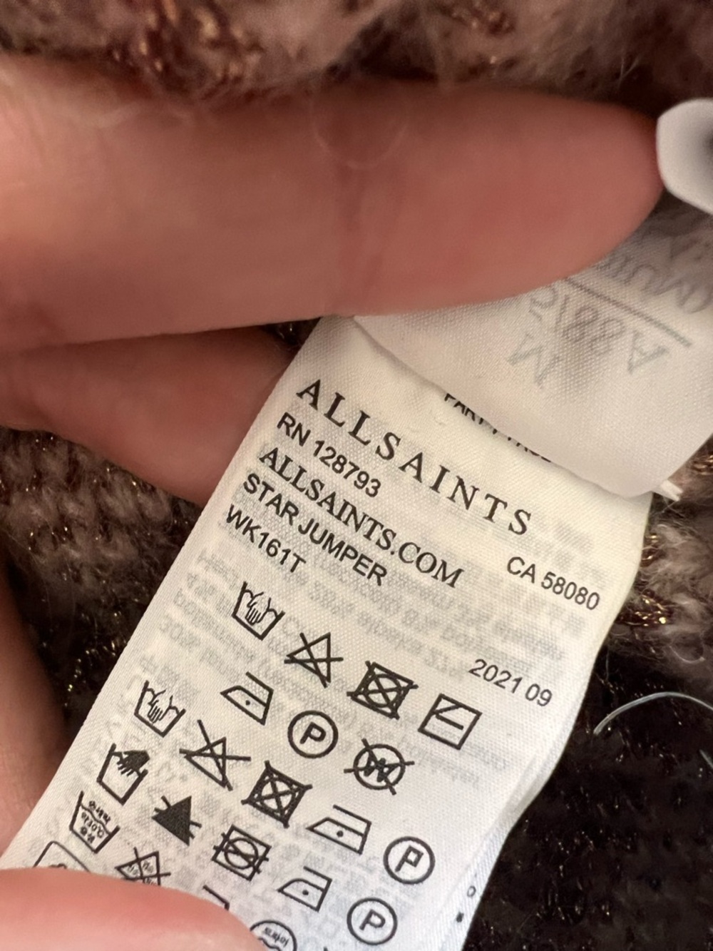 AllSaints Womens Pink Star Jumper Sweater Wool Blend Metallic Oversized Size M - Picture 6 of 9